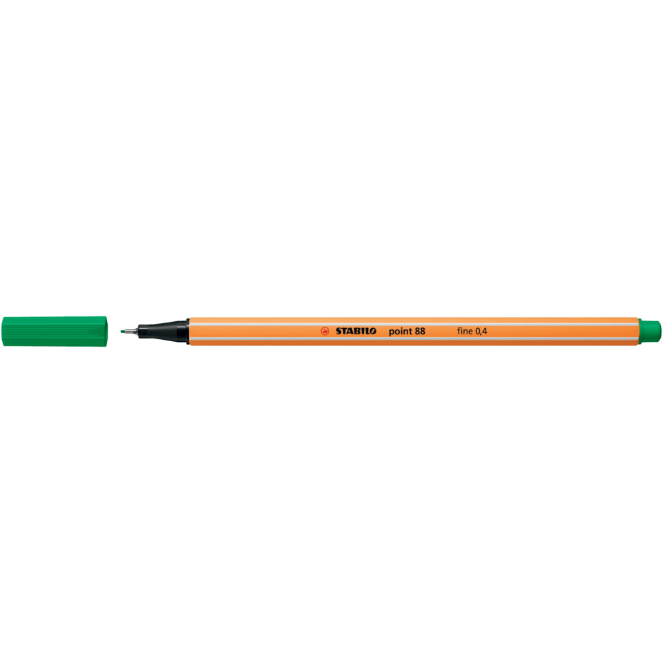 Marker, Feinspitze, Orangene Hülle, Grüne Kappe, Marker Stift