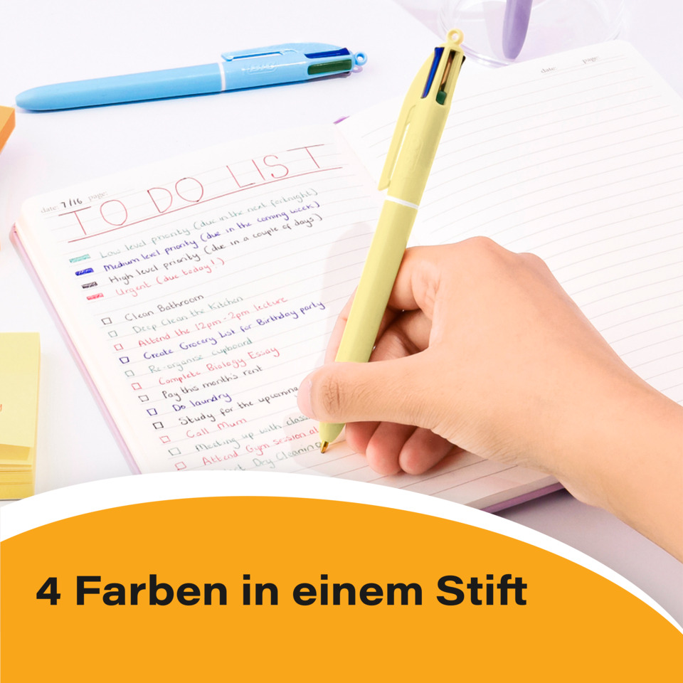 stift, notizbuch, planer, 4 farben, farbige tinten