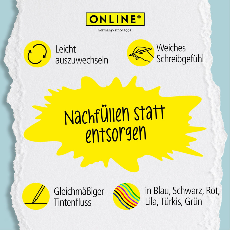Schreibpapier, Notizpapier, Kopierpapier, farbig, Nachfüllen statt entsorgen