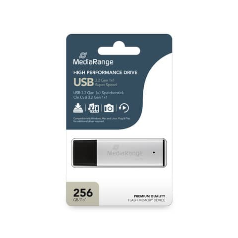 USB Stick 3.0, 256 GB, schwarz/silber MEDIARANGE MR1903
