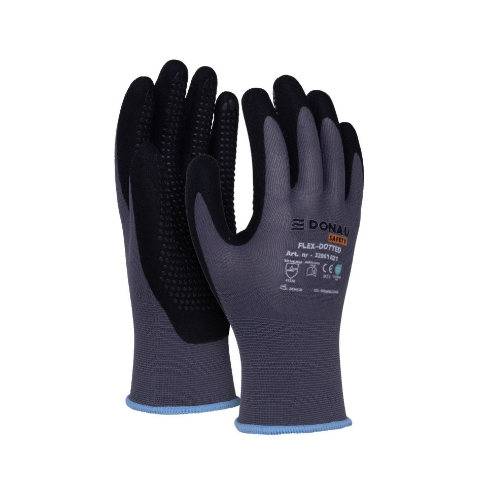 Arbeitshandschuh, Gummi-Handschuh, Nitril-Handschuh, Flex-Dotted, Schnittschutz?
