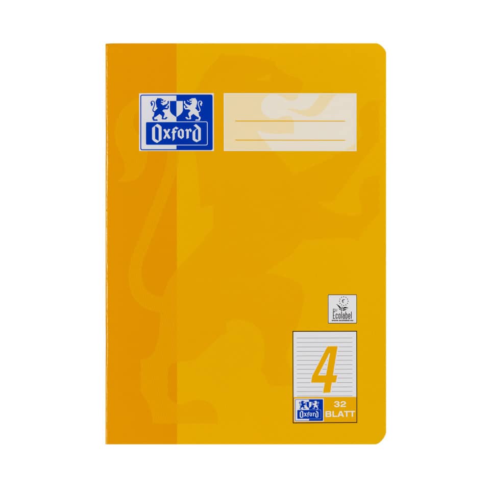 Notizbuch, Schule, A4, gelb, Oxford