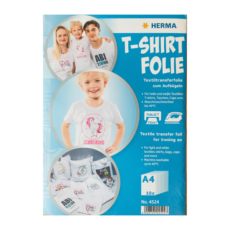 T-Shirt Folie, Textiltransferfolie, Aufbügeln, A4, 10x