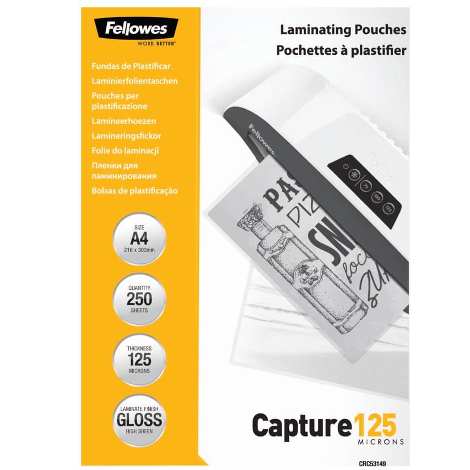 Laminierhüllen, Pouches, A4, 250 sheets, 125 microns, Glanz Finish