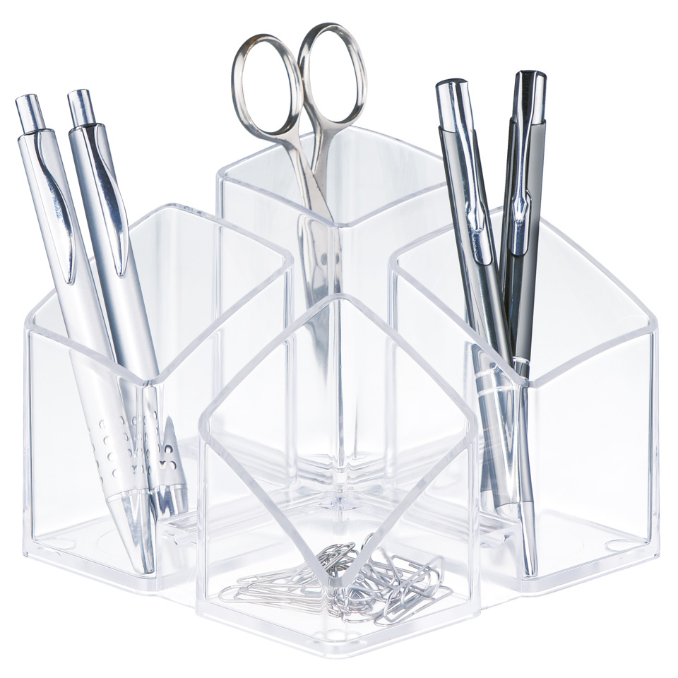 Schreibtischorganizer, Stifteköcher, Büroaccessoire, Klarplast, Scherenhalter