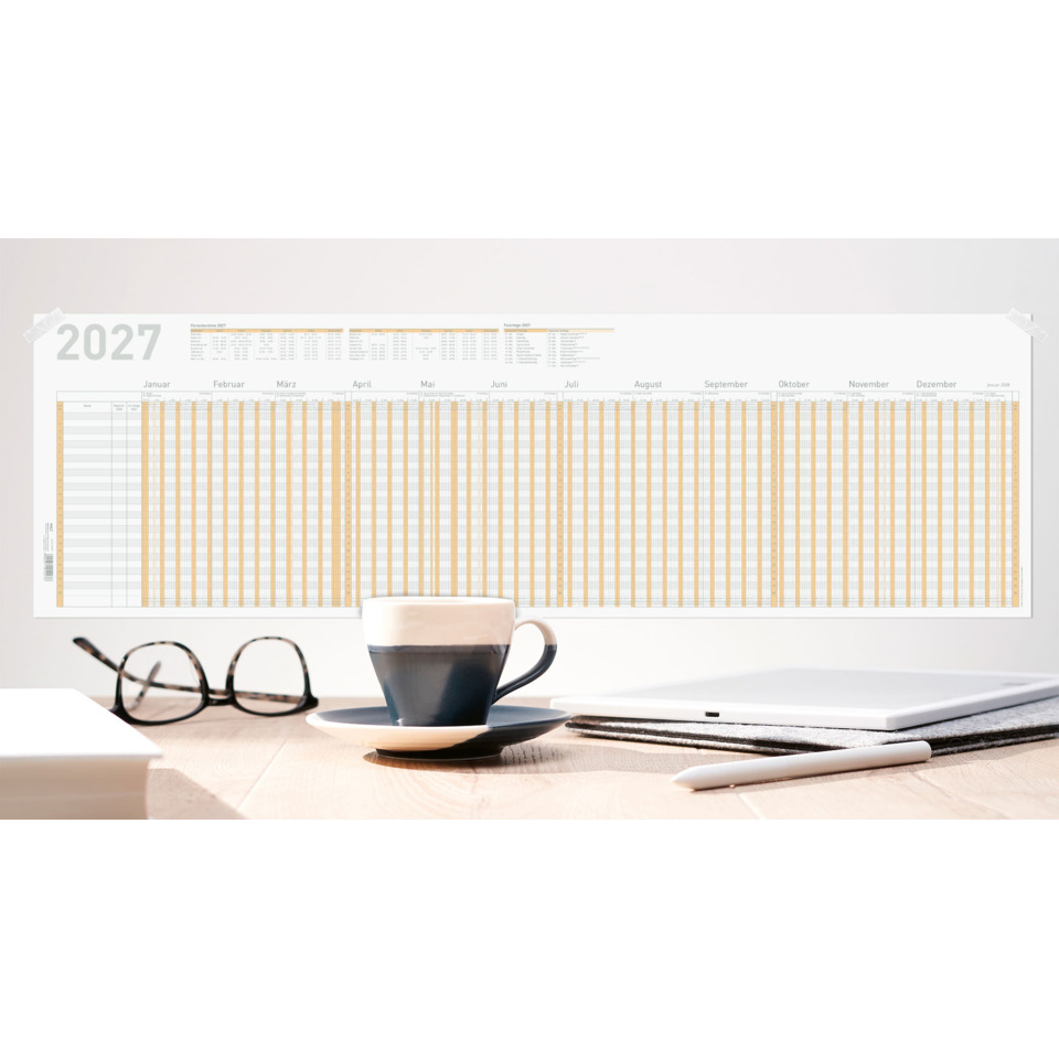 Kalender, Wandkalender, Schreibtisch-Setup, Kaffee- Tasse, Brille