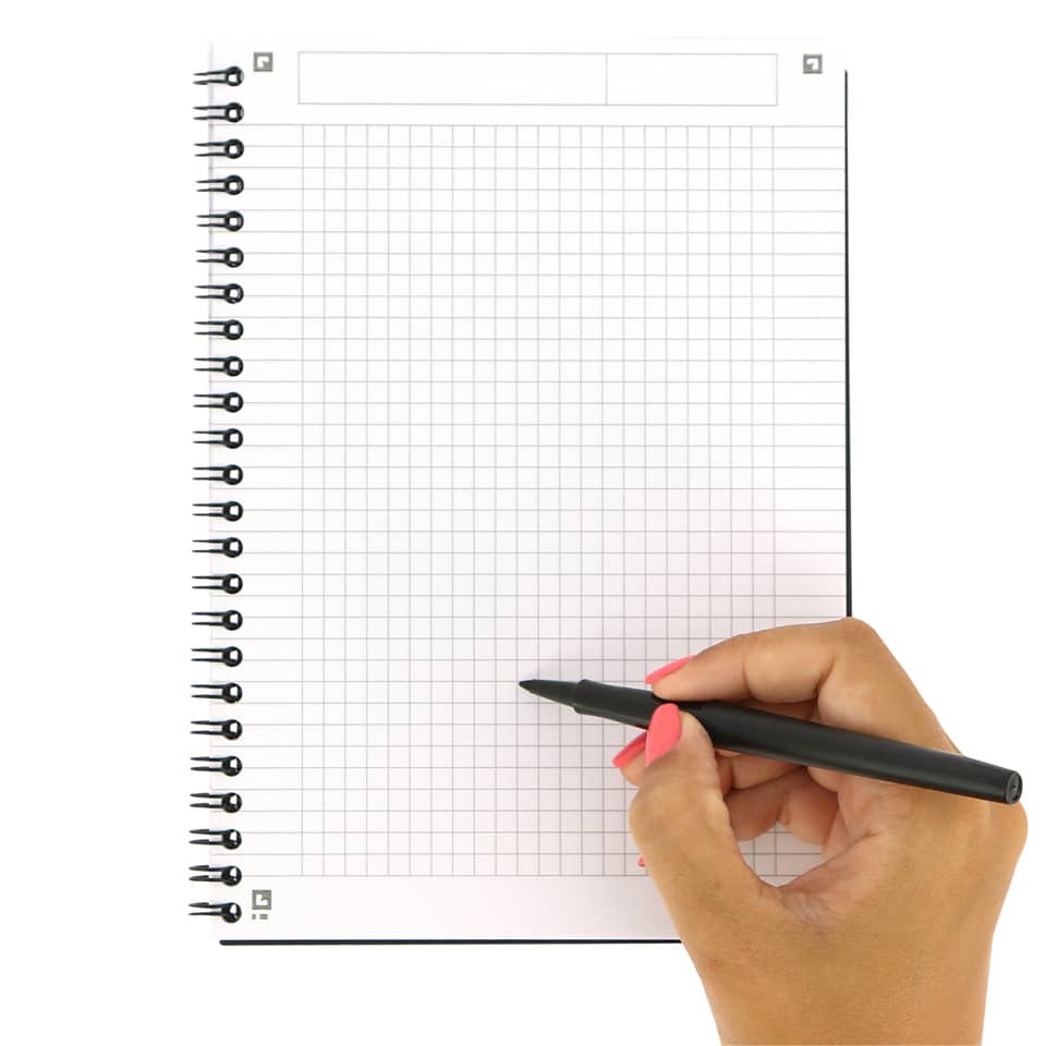 notebook, gitterpapier, spiralnotizbuch, handschrift, kugelschreiber
