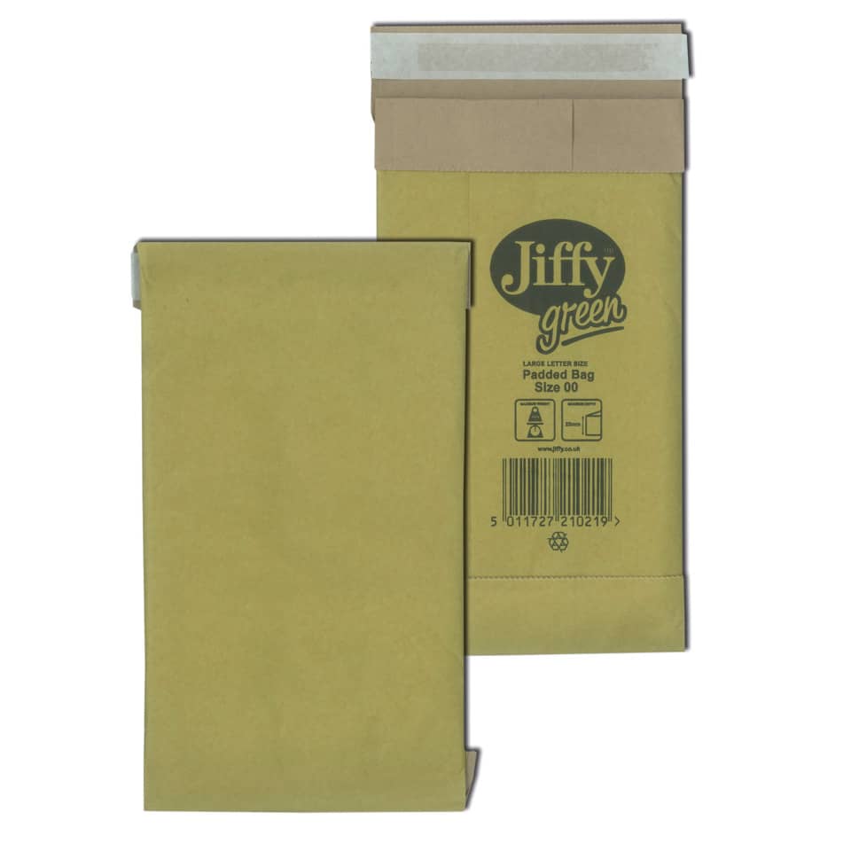 Padded bag, Cardboard box, Brown, Jiffy Green, packaging