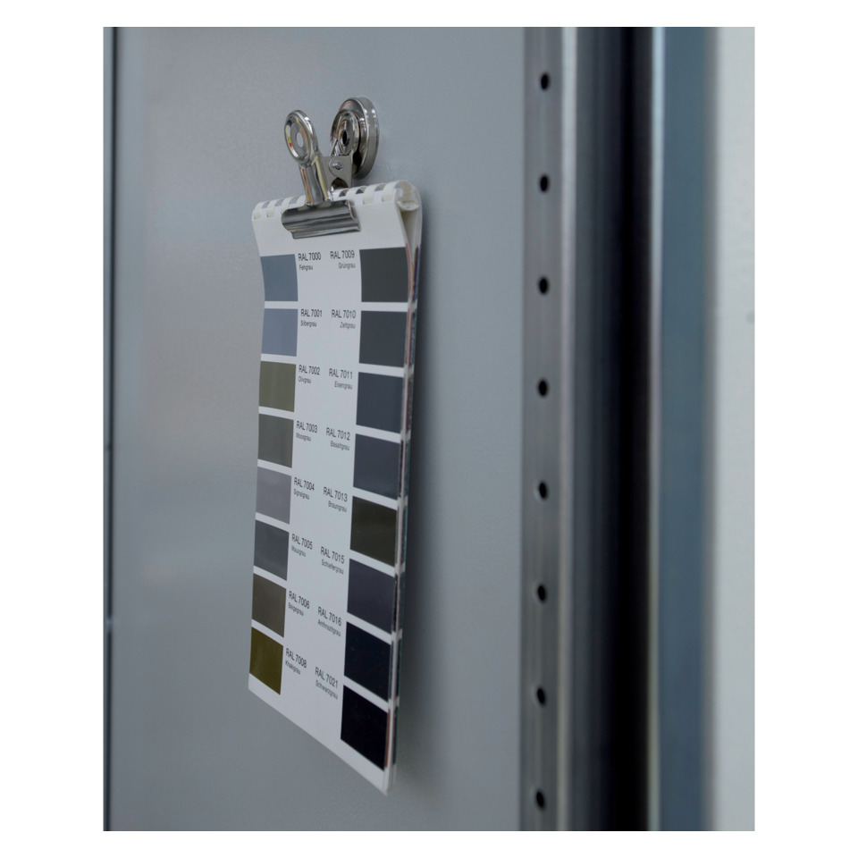 Farbkarte, Farbmuster, Chrom-Clip, Metall, Grauwerte