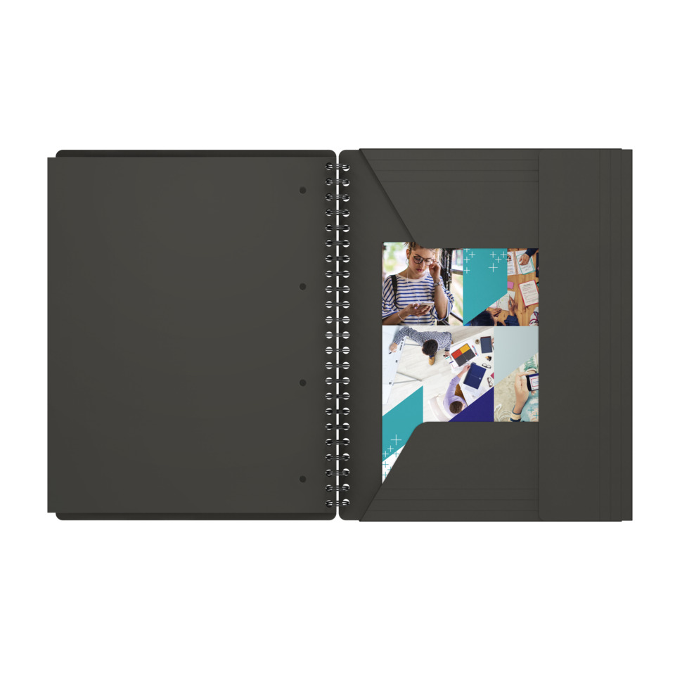 Notizbuch, Spiralband, Portfolio, schwarzer Einband, Fotofach, Notizbuch, Spiralbindung, Kunstleder, Schwarz, Folder-Stil