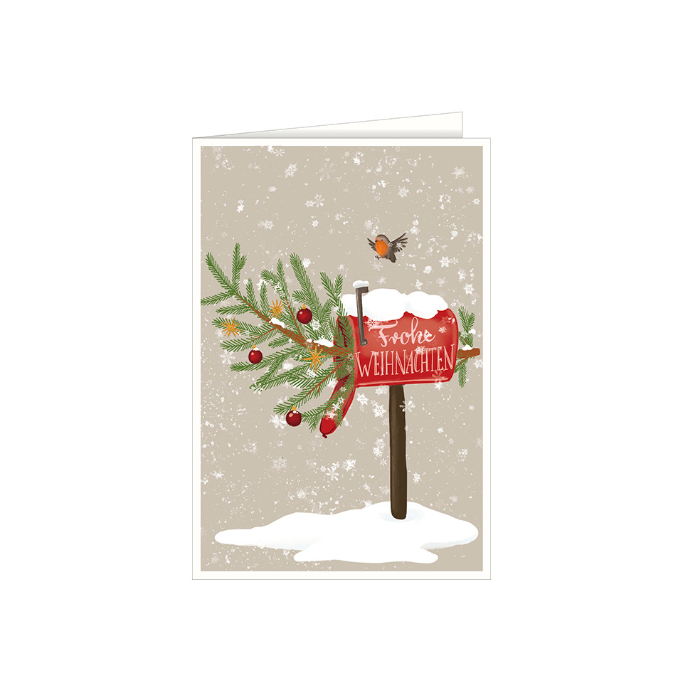 Weihnachtskarte, Winter, Briefkasten, Tannenzweige, Schnee