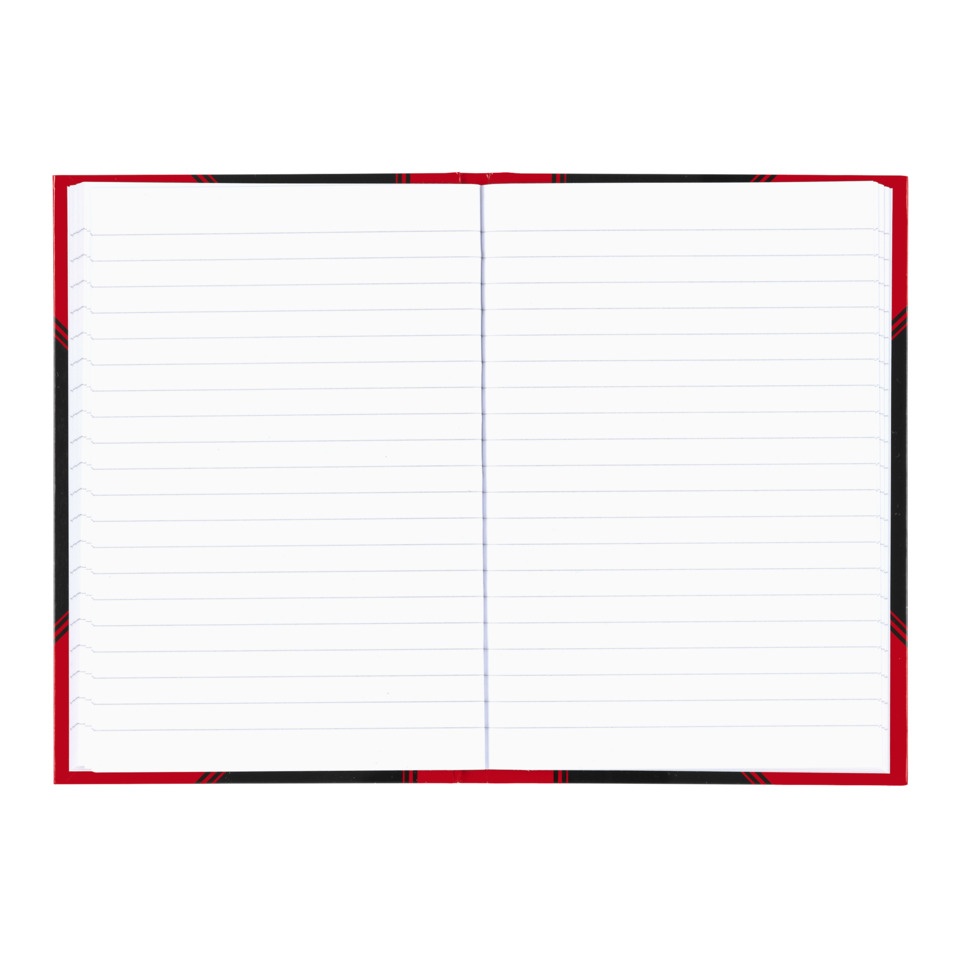 notebook, lined pages, open notebook, red cover, reading notebook