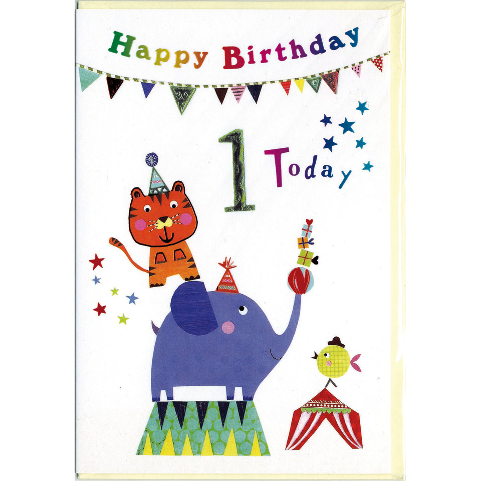 Geburtstag, Karten, Elefant, Katze, Party Deco