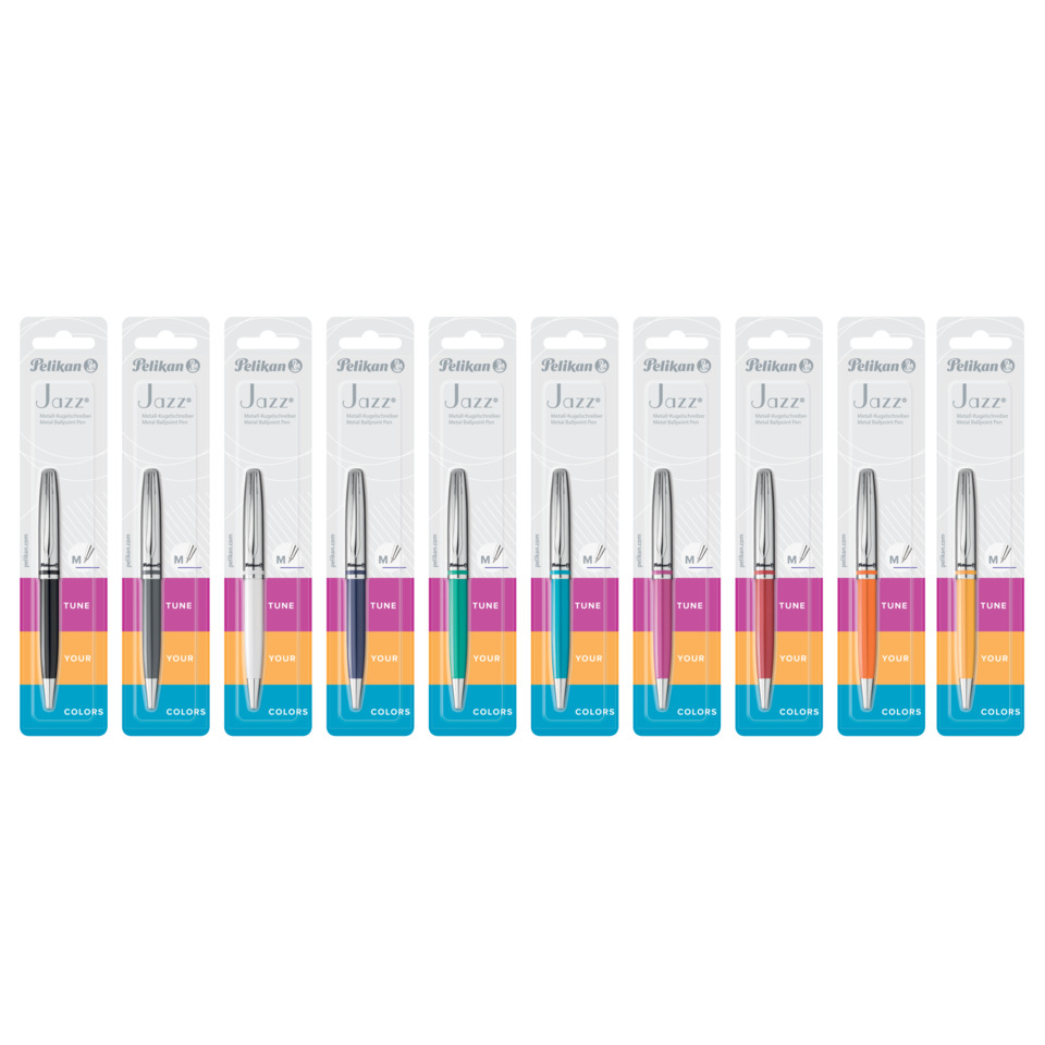 Kugelschreiber, Tintenstift, Farbfüllung, Jazzy-Tinte, Metallkappe, Kugelschreiber, Jazz, Mehrfachpack, bunt, Metallkörper