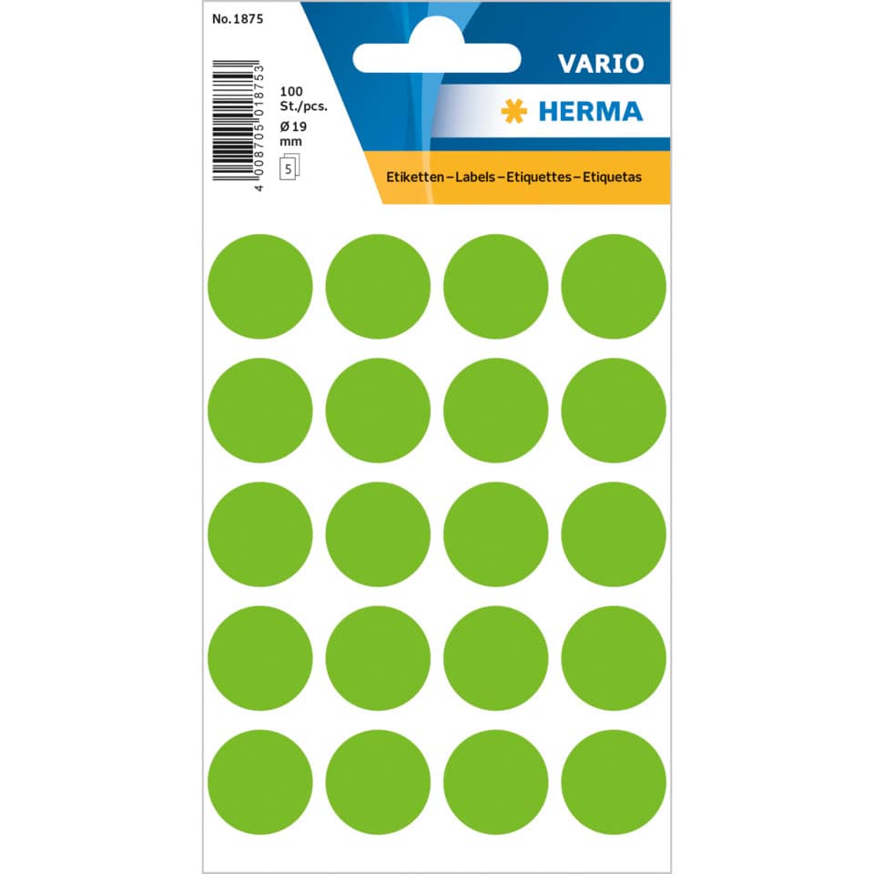 Etiketten, Aufkleber, Klebeetiketten, Grüner Kreis, Label-Packung