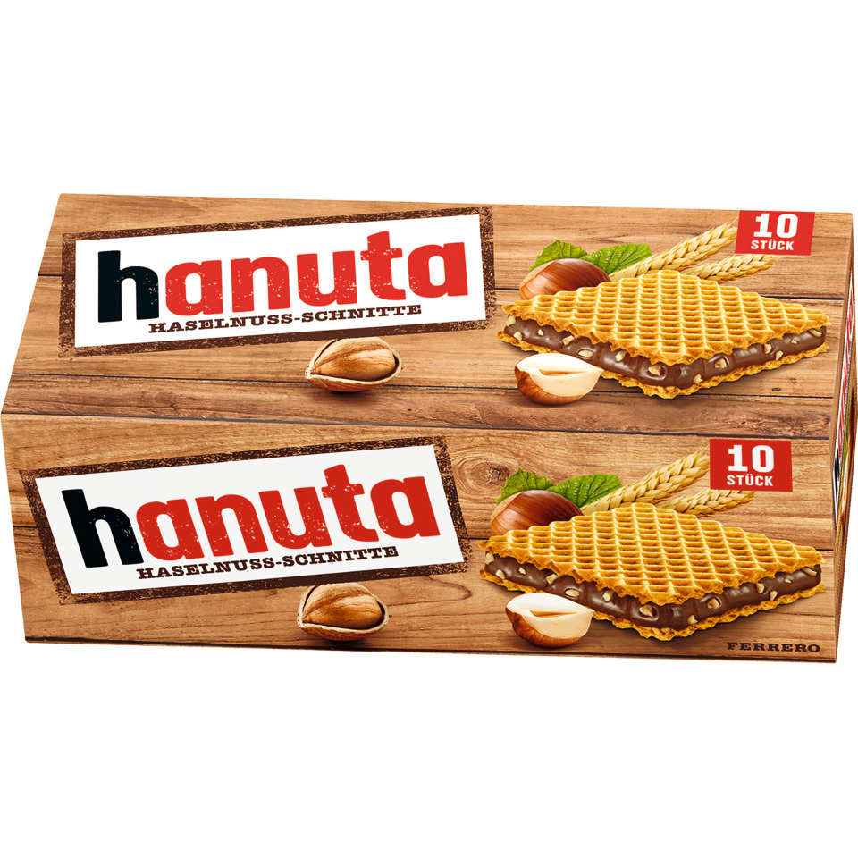 Haselnuss-Schnitte, Waffel-Sandwich, Schokoladenfüllung, 10 Stück, Keks-Packung