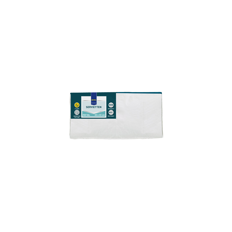 Servietten, Papier, Weiß, Tischservietten, Packung 250 Stk