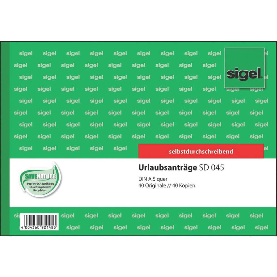 Universallpassage, Urlaubsanträge, DIN A5 6er, Kopien, selbst durchschreibend