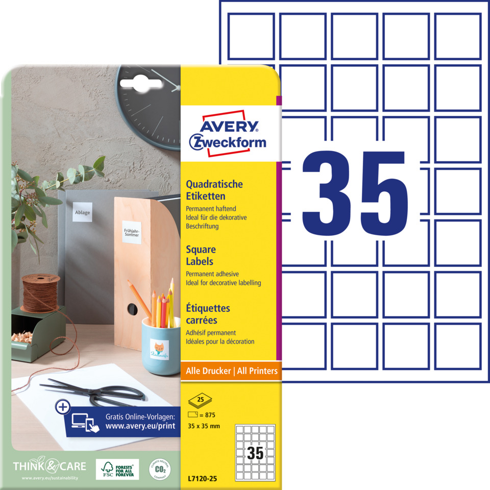 Etiketten, Quadratische Labels, Allzwecketiketten, Schilderung, Bürobedarf