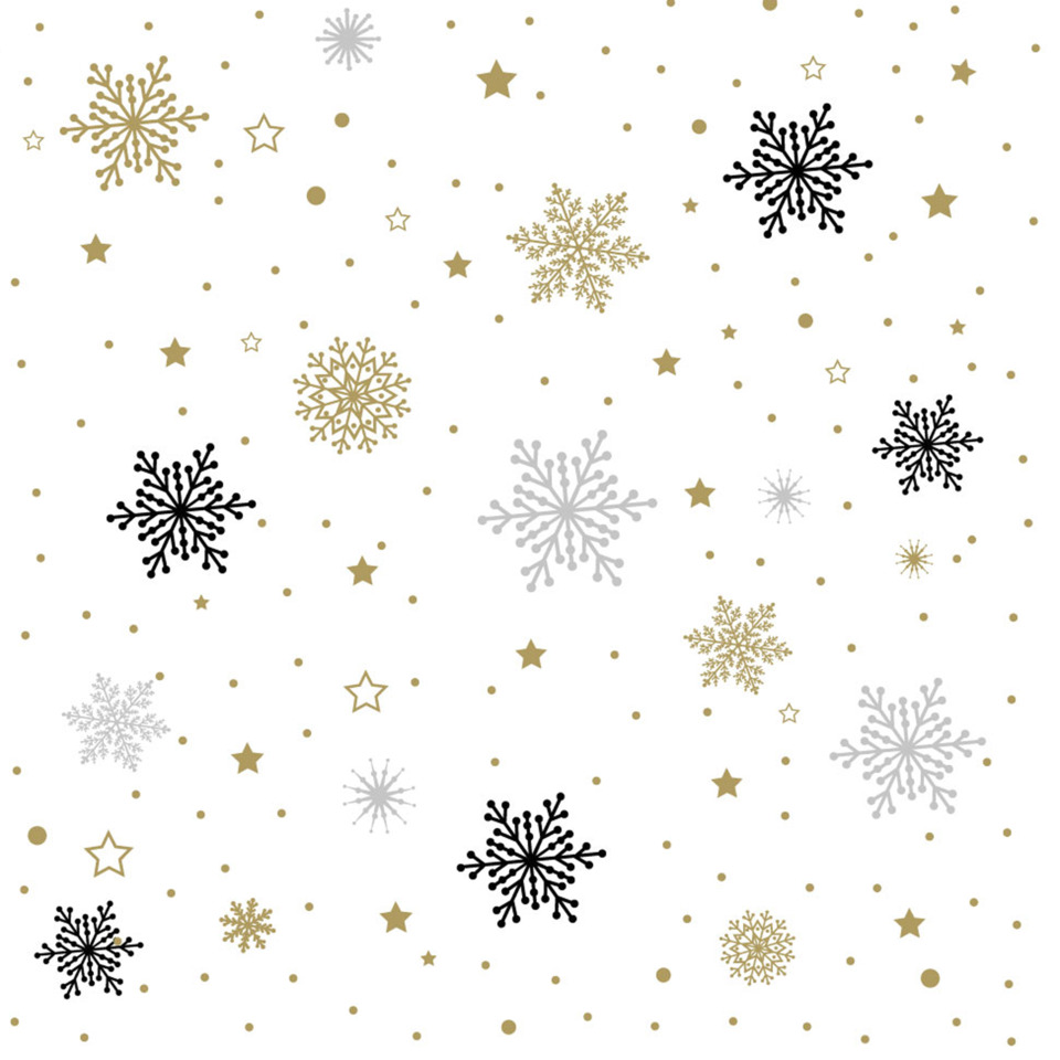 Schneeflocken, Wintermuster, Gold- und Silberfarben, Punkte, Streifenlose Muster