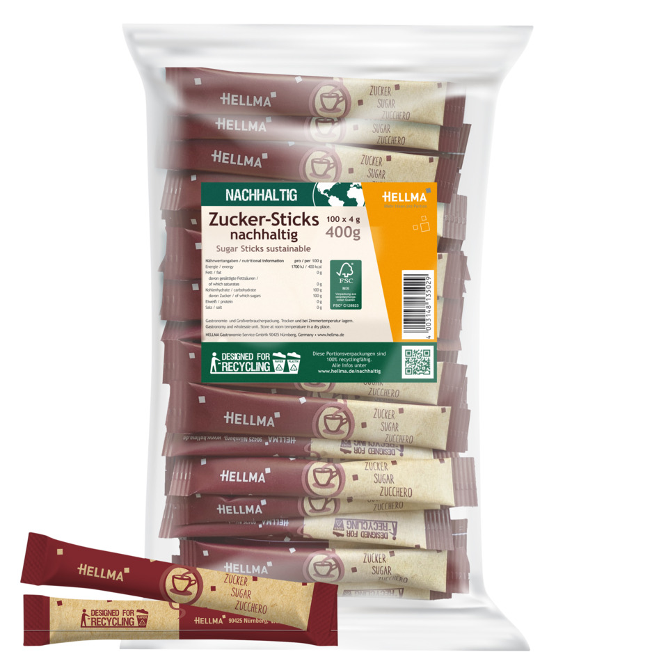 Zucker-Sticks, Süßstoff, Portionspackung, Tafelsüßes, Nachhaltig