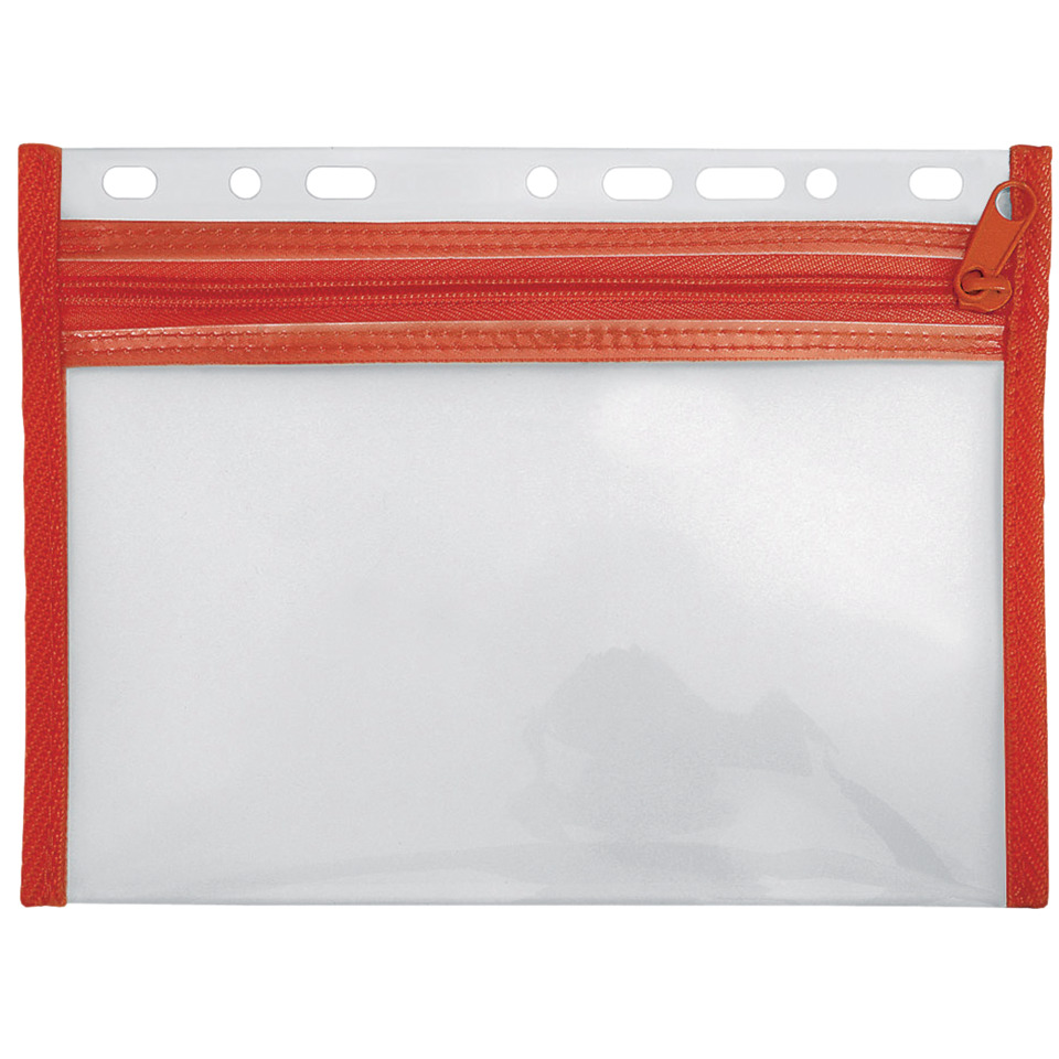 A4 sleeve, Plastic pouch, Zipper pouch, Orange trim, Transparent sleeve
