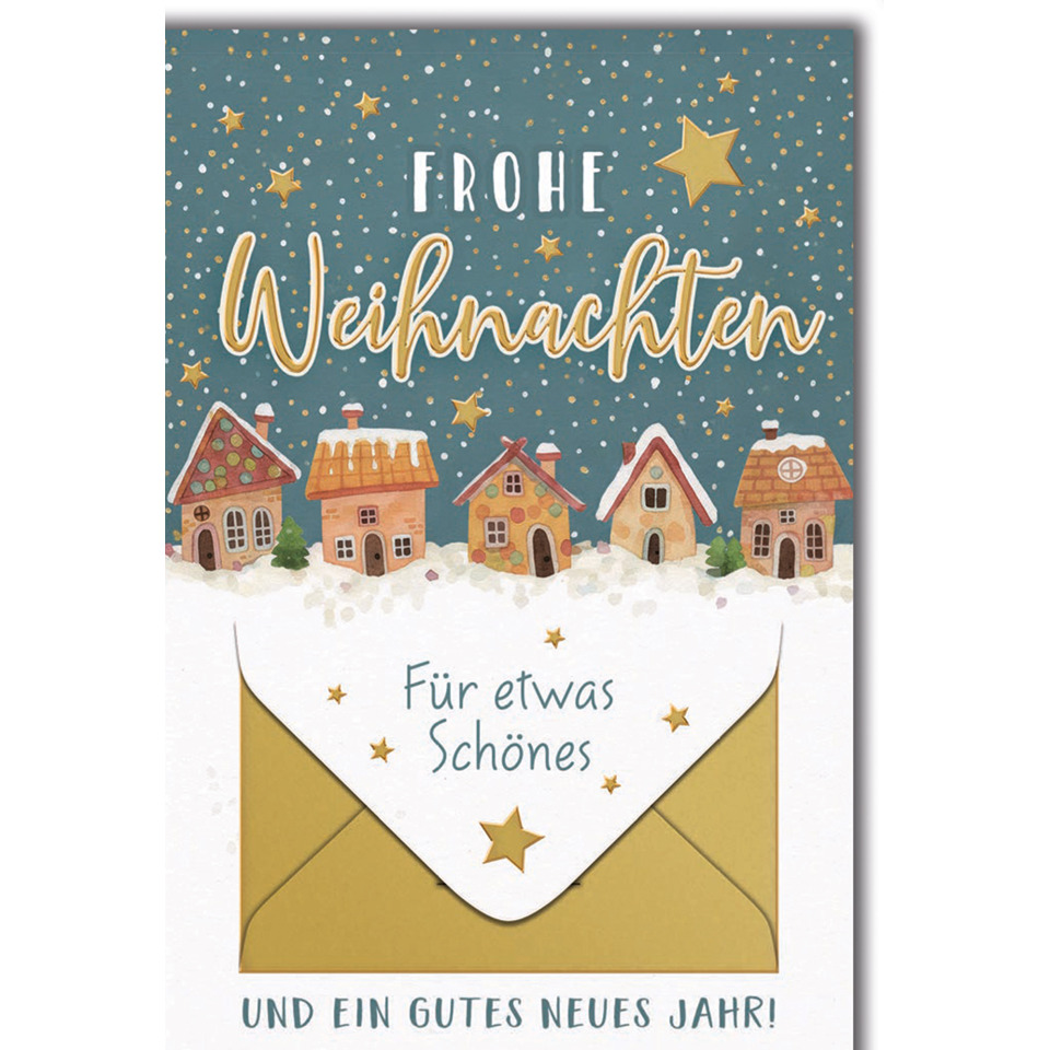 Weihnachtskarte, Urlaubszin, Kartendesign, Briefumschlag, Wintermotiv