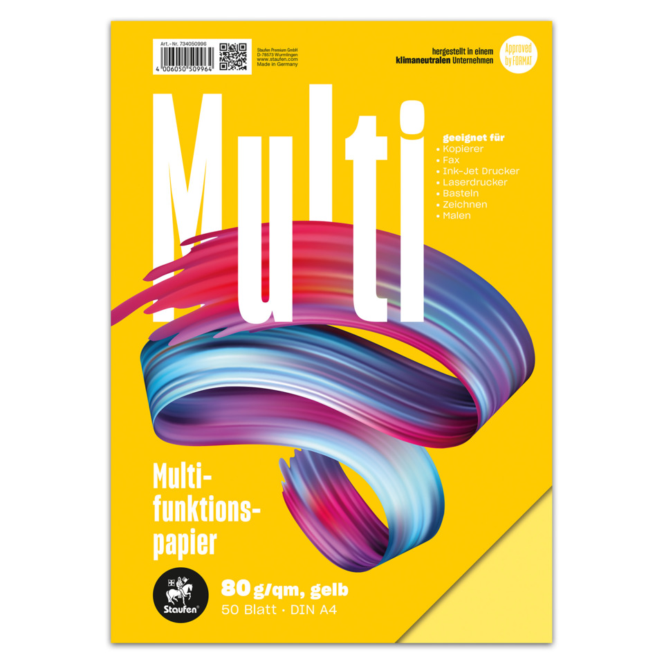 Kopierpapier, Multifunktionspapier, DIN A4, 80 g/m², gelb