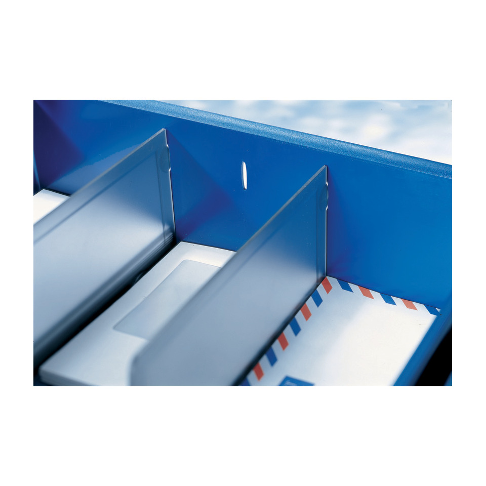 Schlitzblech, Papierfach, Schutztafel, Metall, Blau