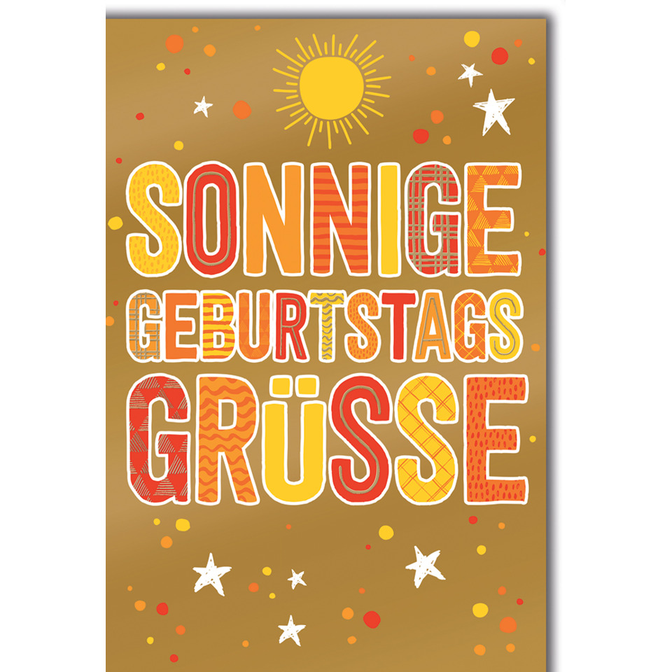 Karten, Grußkarte, Sonnen, Geburtstag, Glitzer