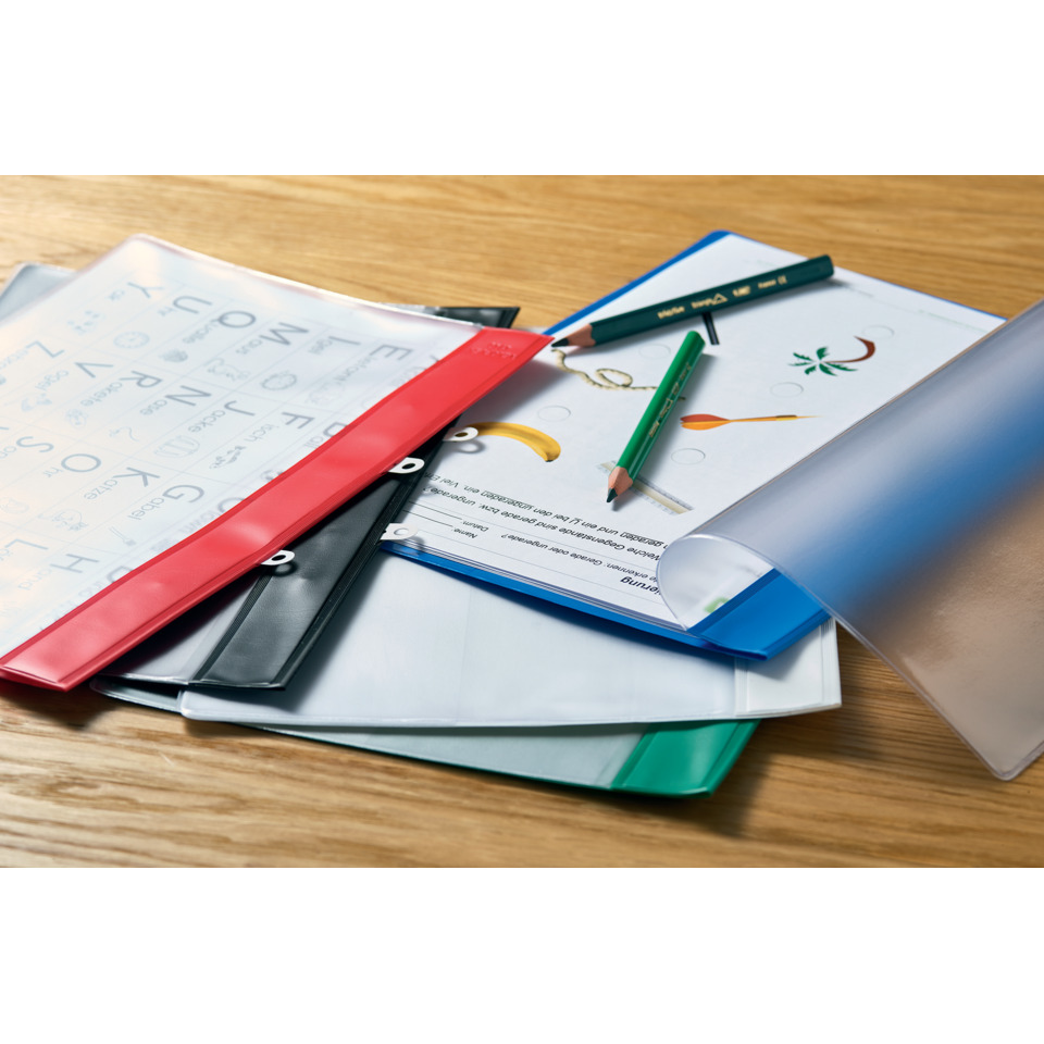 Kunststoffhüllen, Ordnerfolie, Transparentfolie, Bleistift, Arbeitsblätter