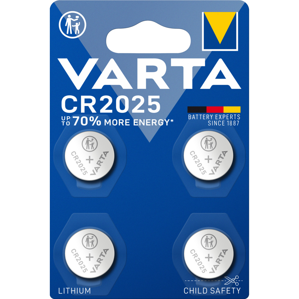 Lithium, Button cell, CR2025, VARTA, Kindersicherheit