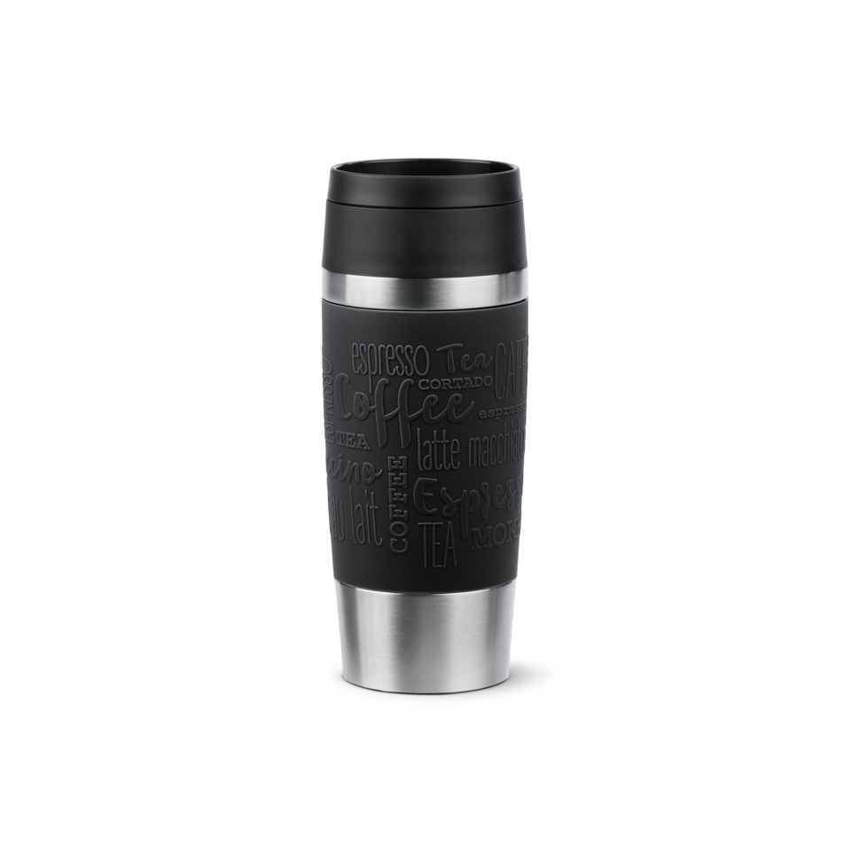 Reisebecher, Thermobecher, Kaffeetasse, Edelstahl, Gravierte Schrift