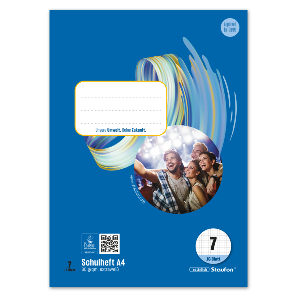 A4-Heft, Schulheft, Lineatur 7, 80 g/m², extraweiß