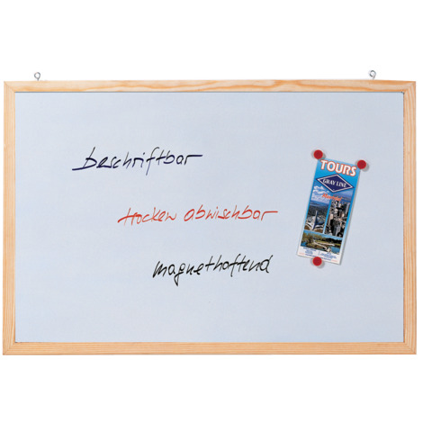 Schreibtafel Memoboard Stahl, Holzrahmen, 800 x 600 mm, weiß FRANKEN CC-MM6080 E
