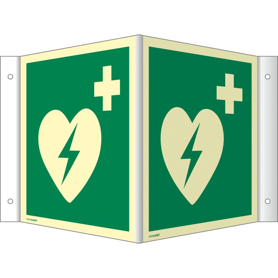 emergency signage, Herz Symbol, grüne Paneel, falttür Schild, Kreuz Symbol