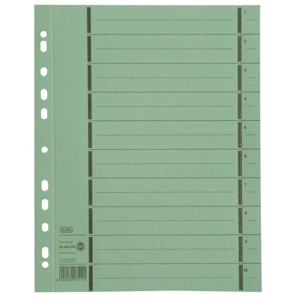 Filofax, Trennblatt, Ordnerblatt, DIN A, Grün