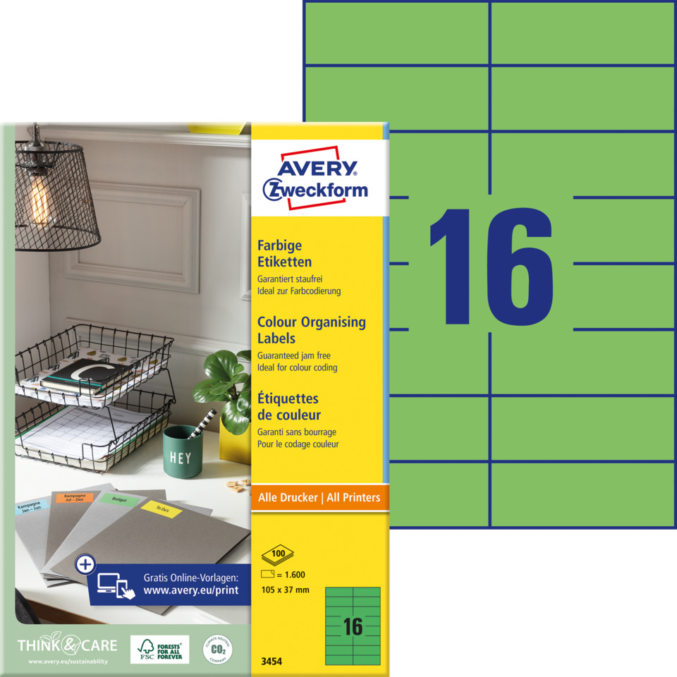 Etiketten, Farbige Etiketten, Organising Labels, Color Organising Labels, Avery Think & Care