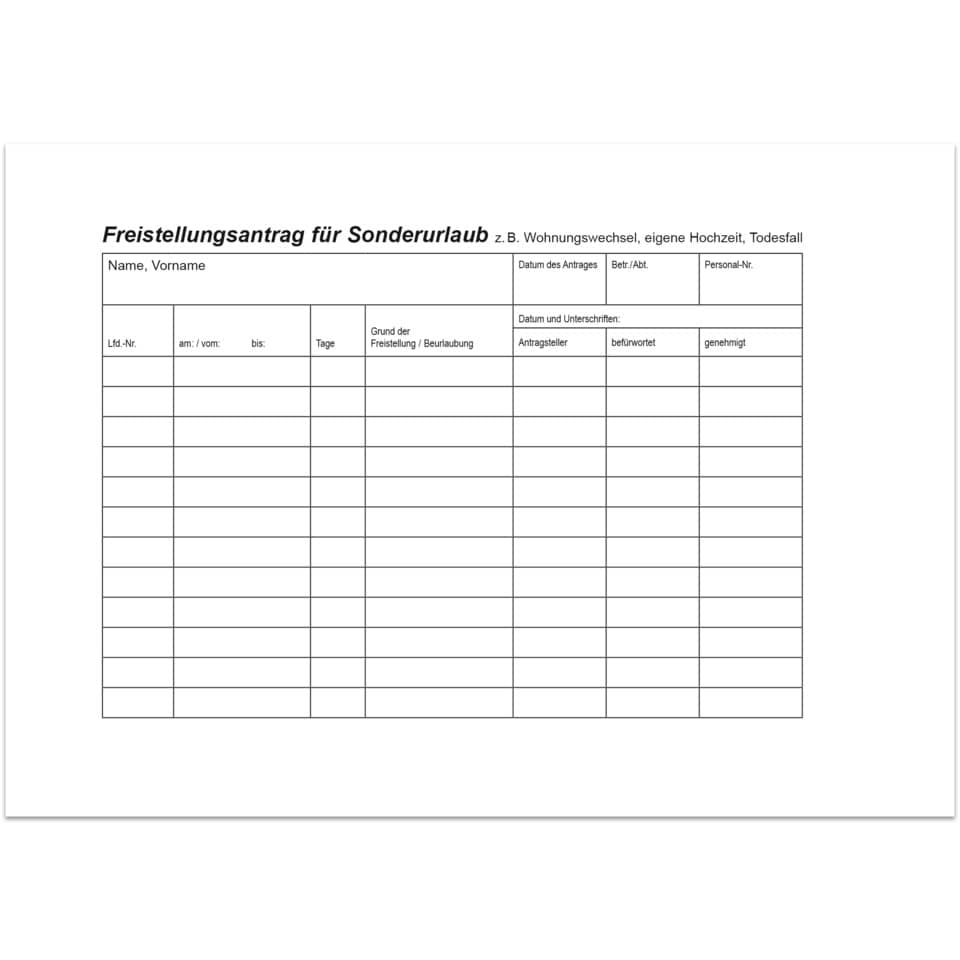 formular, Freistellungsantrag, Sonderurlaub, Dokument, Kleinstformat