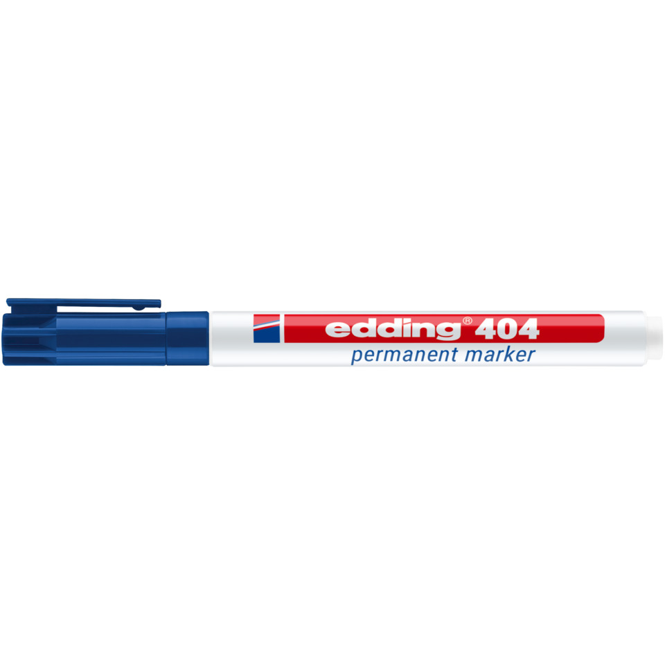 Permanentmarker, Filzstift, Edding 404, Blauer Deckel, weißer Körper