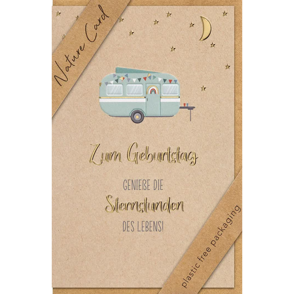 Naturkarton, Tragetaschen-Card, Geburtstag, Shabby, Nachhaltig