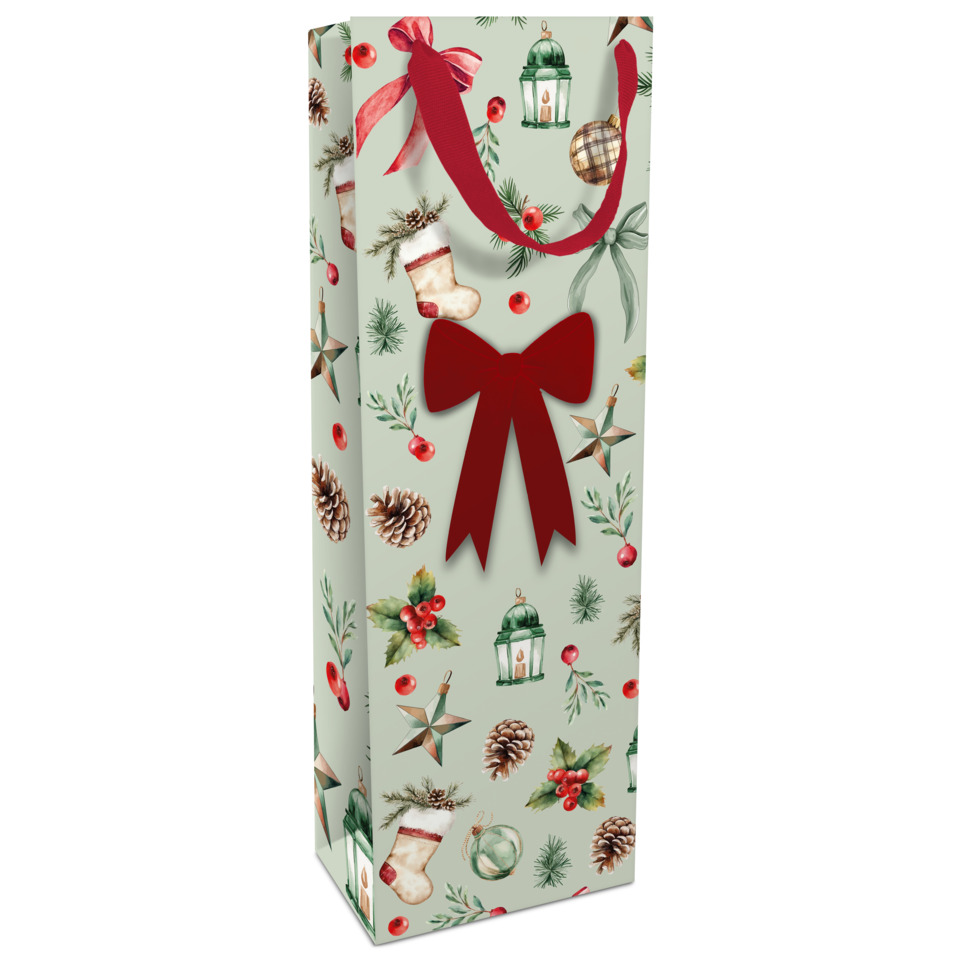 Geschenktüte, Weihnachtsmotiv, rote Schleife, Bänder, Weihnachtsdeko