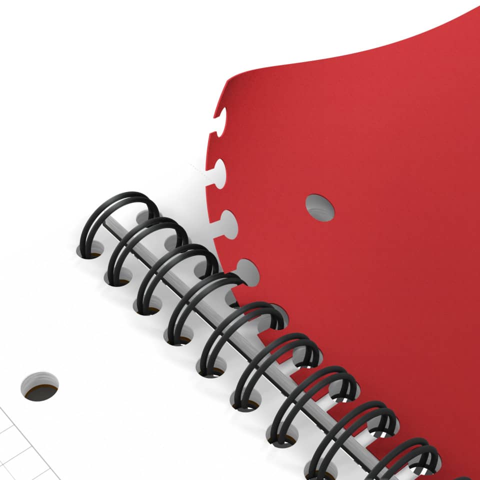 Spiralring, Notizbuch, Ringbinder, Spiralbindung, Deckblatt rot