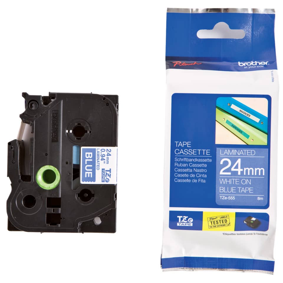 Kassettenband, Kassettentape, blaue Beschriftung, 24 mm, laminierte Band