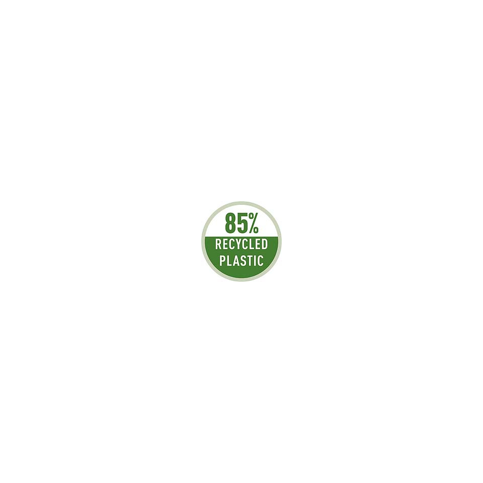 recyceltes Plastik, Öko-Label, 85 Prozent, grüner Kreis, Material Kunststoff