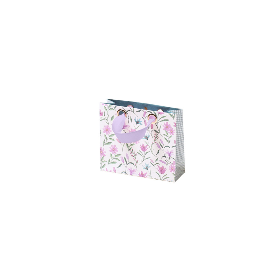Geschenktasche, Blumenmuster, Papiertragetasche, Vielfarbig, Gurtbandhenkel