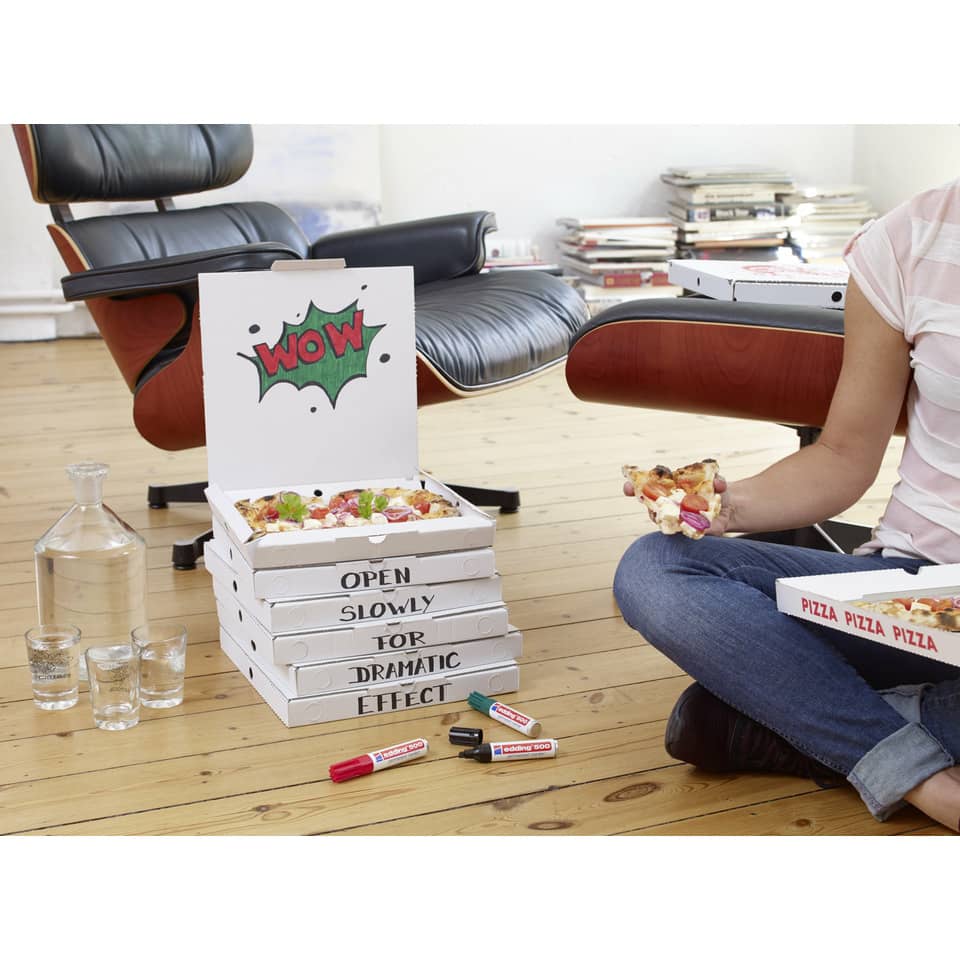 pizza, Pizza-Verpackungen, gestapelte Pizzaboxen, offene Pizza, Dramatischer Effekt
