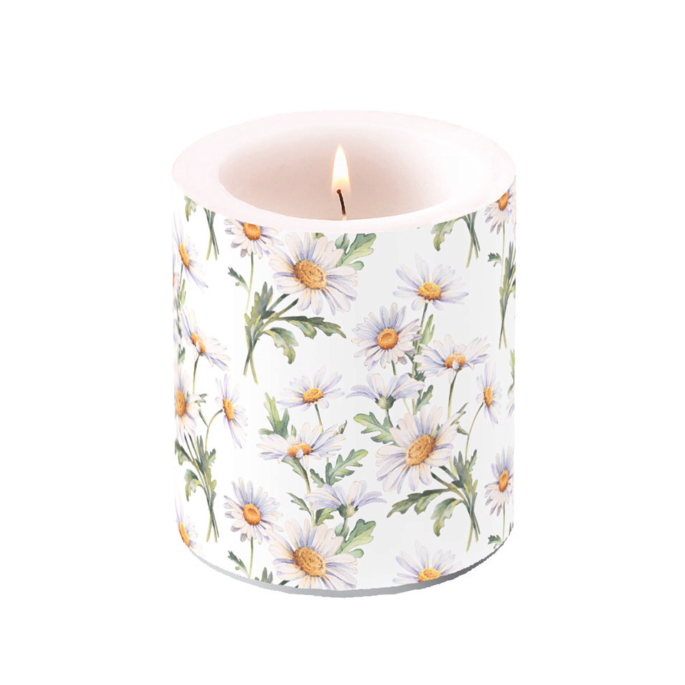 Kerze, Tellerkerze, Deko-Kerze, Blumenmuster, Sommerlich