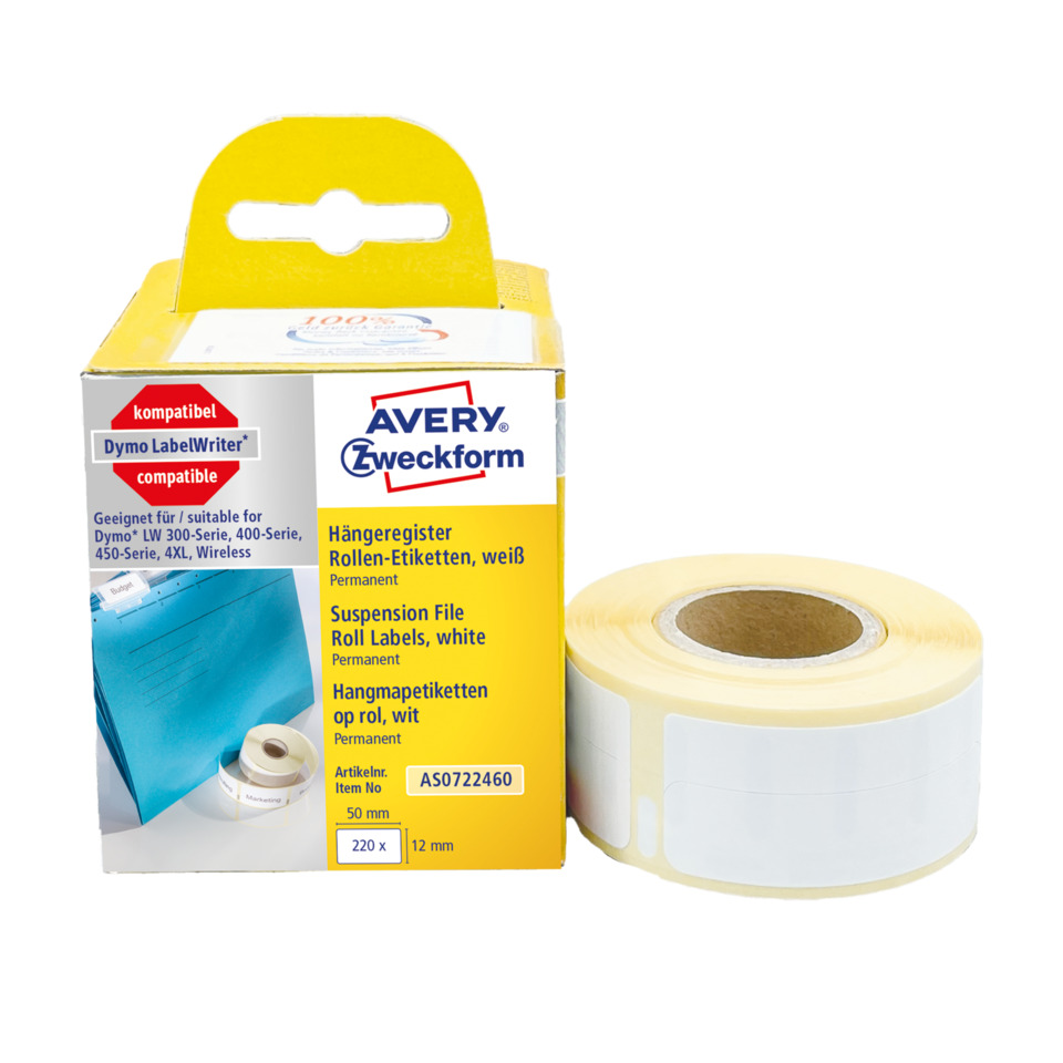 Hängetagetiketten, Roll Labels, Weiß, Permanent, Klebebandetiketten