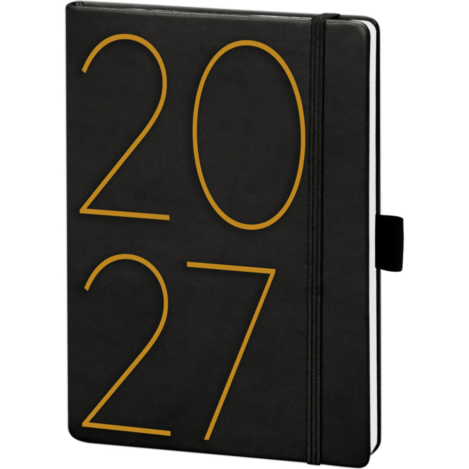 Kalender, Jahreskalender, Notizbuch, Schwarz, Buchbinderbindung